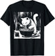 Retro Japanese Kawaii Anime Ramen Men Kids Women Cat Ramen T-Shirt - T-Shirt | Black