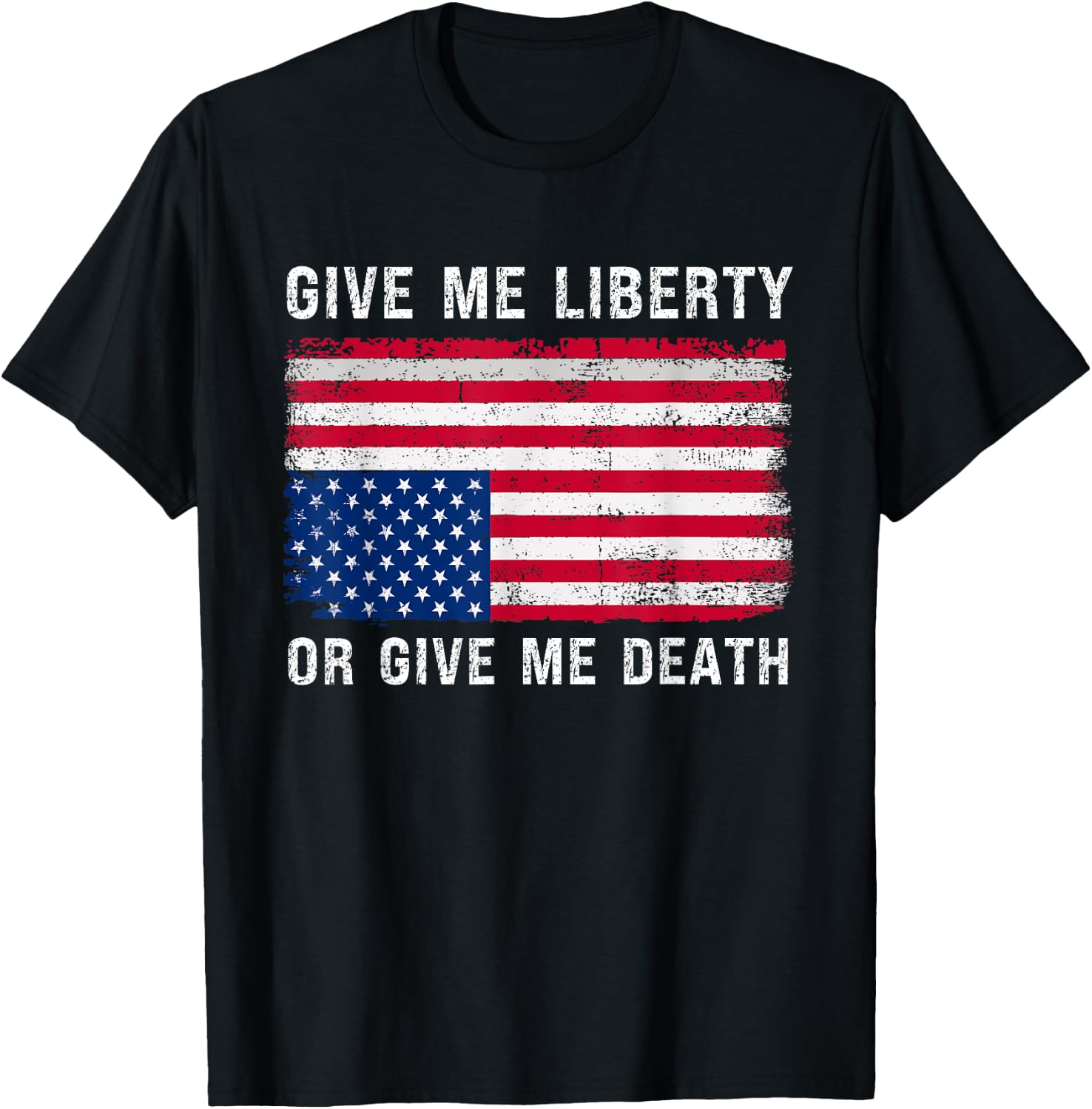 Upside Down American Flag Give Me Liberty Adult USA Freedom T-Shirt - T-Shirt | Black