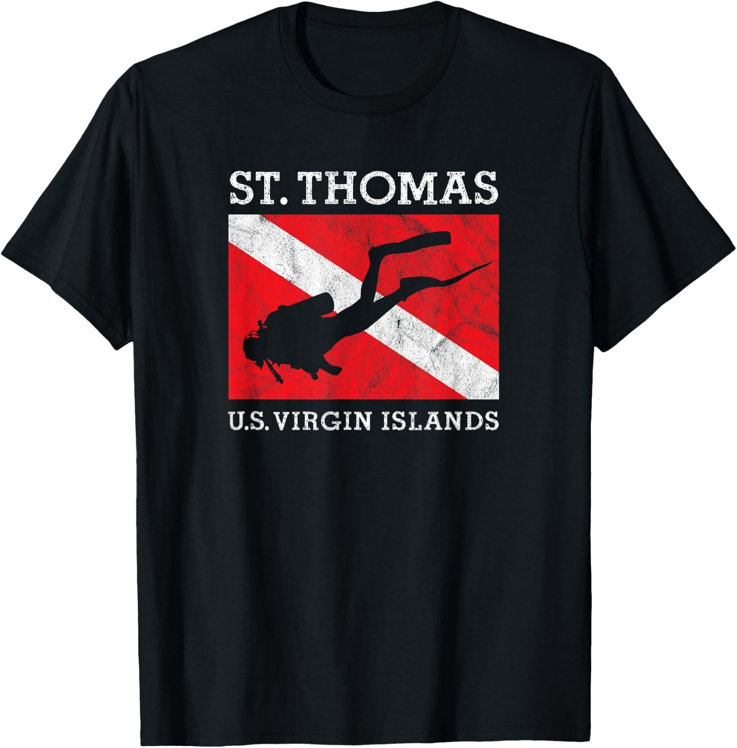 Vintage St Thomas USVI Scuba Dive Flag Vacation Souvenir T-Shirt - T-Shirt | Black