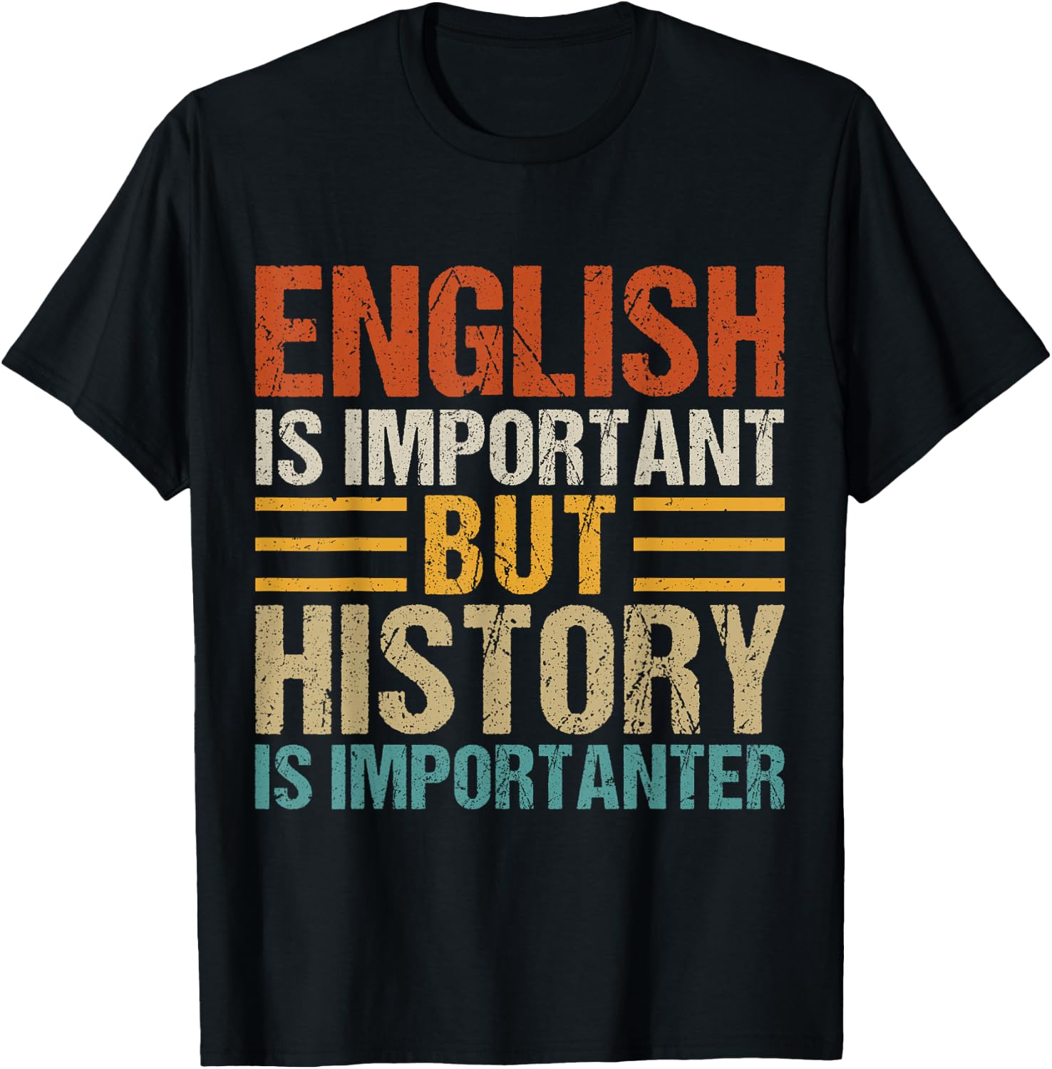 English Is Important But History Is Importanter Teachers Men Women Girls Kids T-Shirt - T-Shirt | Black
