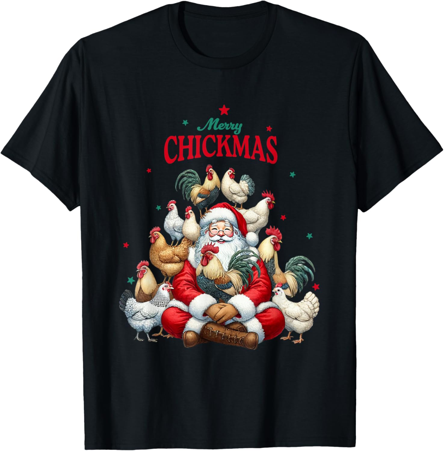Funny Christmas Chicken Merry Chickmas T-Shirt - T-Shirt | Black