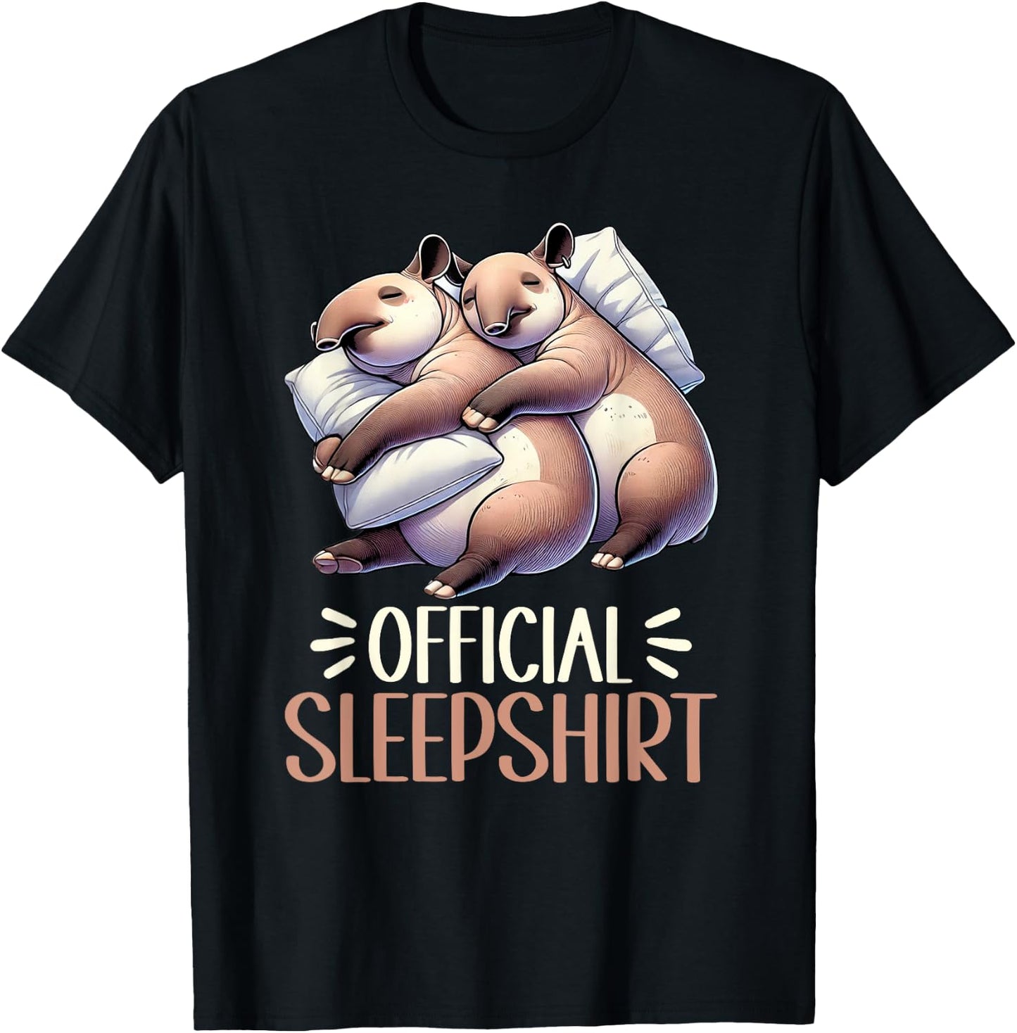 Tapir Official Sleep Shirt Funny Tapir Napping Pyjamas T-Shirt - T-Shirt | Black