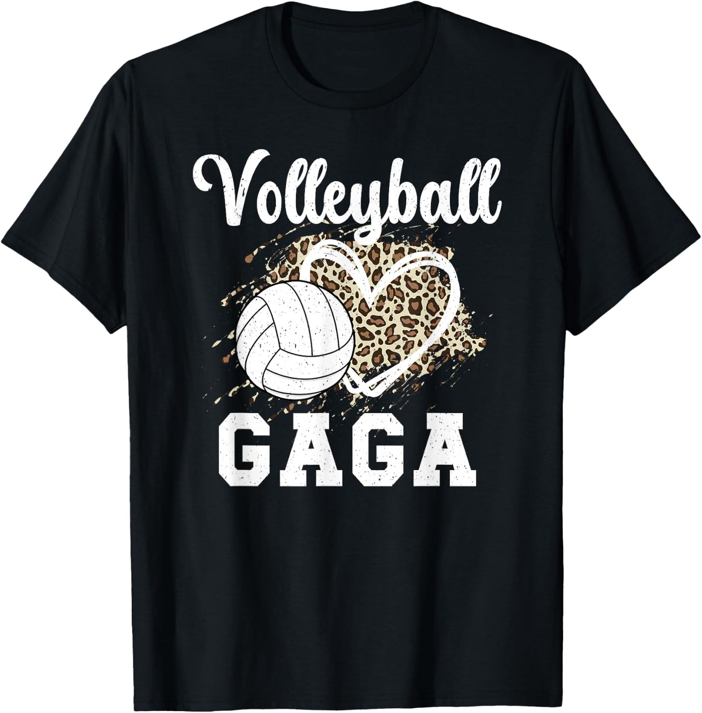 Volleyball Gaga Leopard Grandma Gaga Of A Volleyball Player T-Shirt - T-Shirt | Black