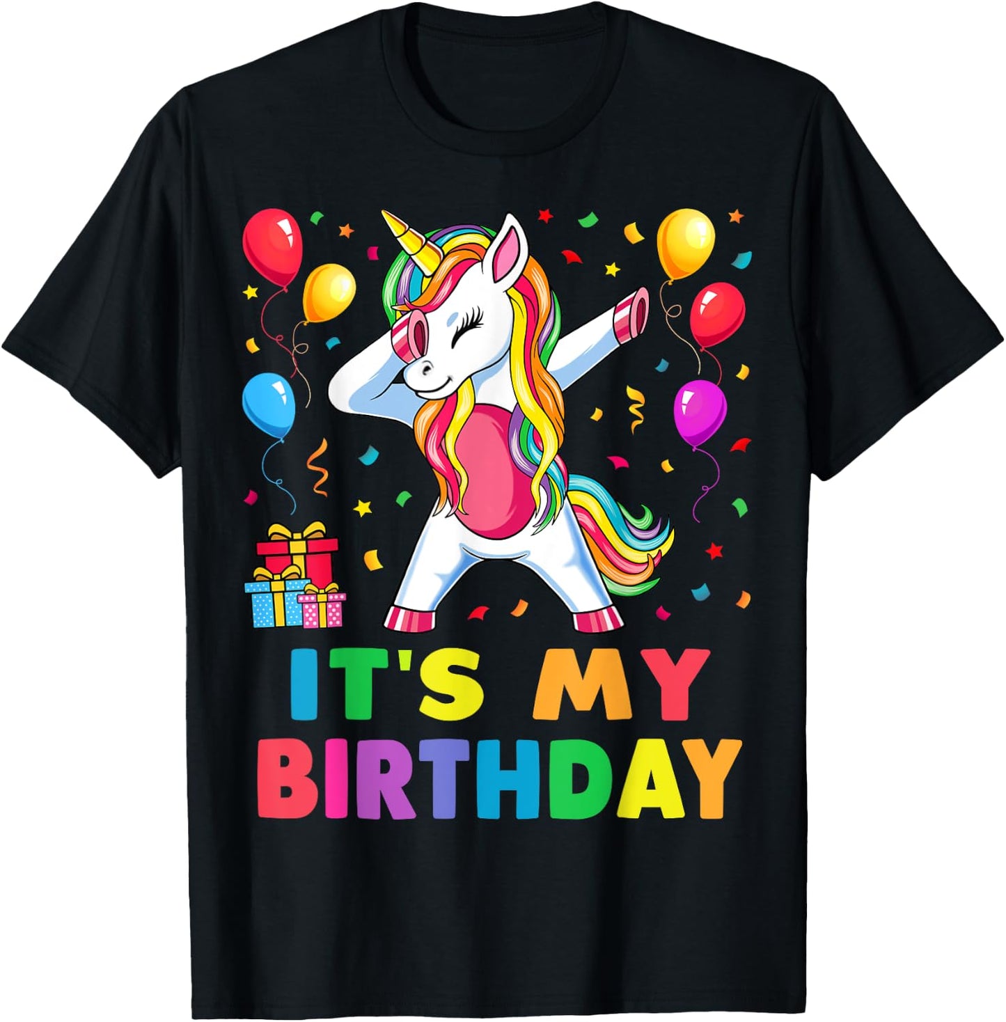 It's My Birthday for Girls Unicorn Dabbing Party Gift T-Shirt - T-Shirt | Black