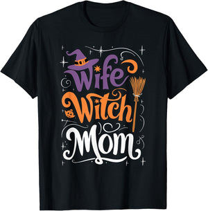 Funny Halloween Wife Witch Mom T-Shirt - T-Shirt | Black