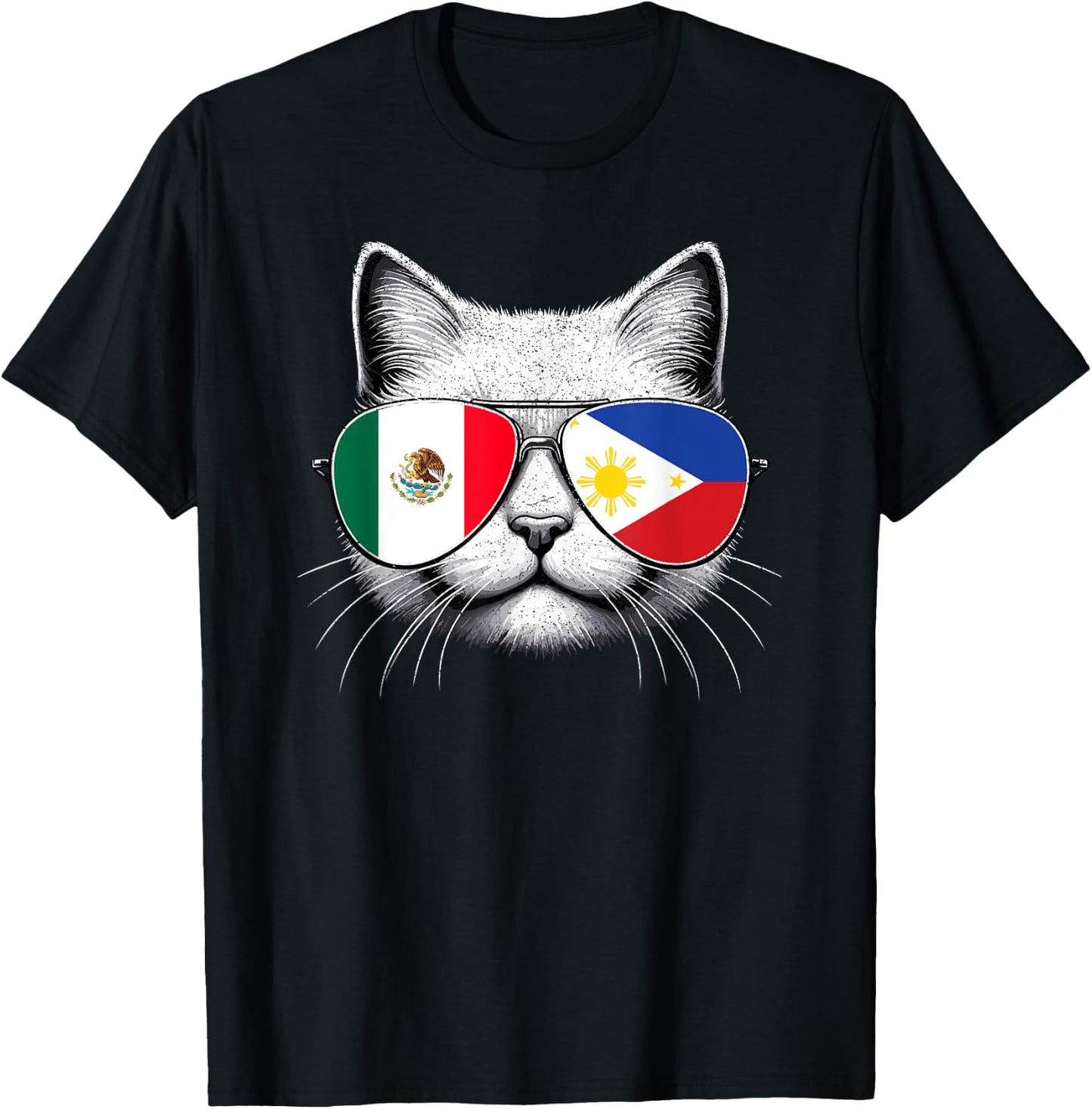Half Mexican Half Filipino Funny Cat Mexipino Women Kids T-Shirt - T-Shirt | Black