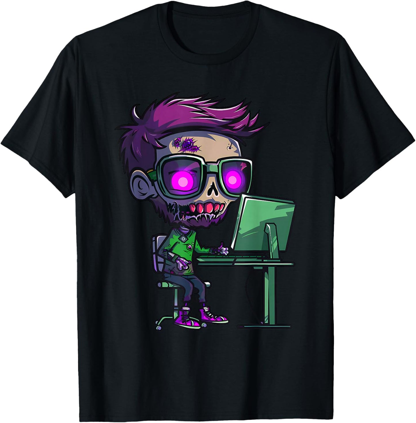 Zombie Computer Programmer Costume T-Shirt - T-Shirt | Black