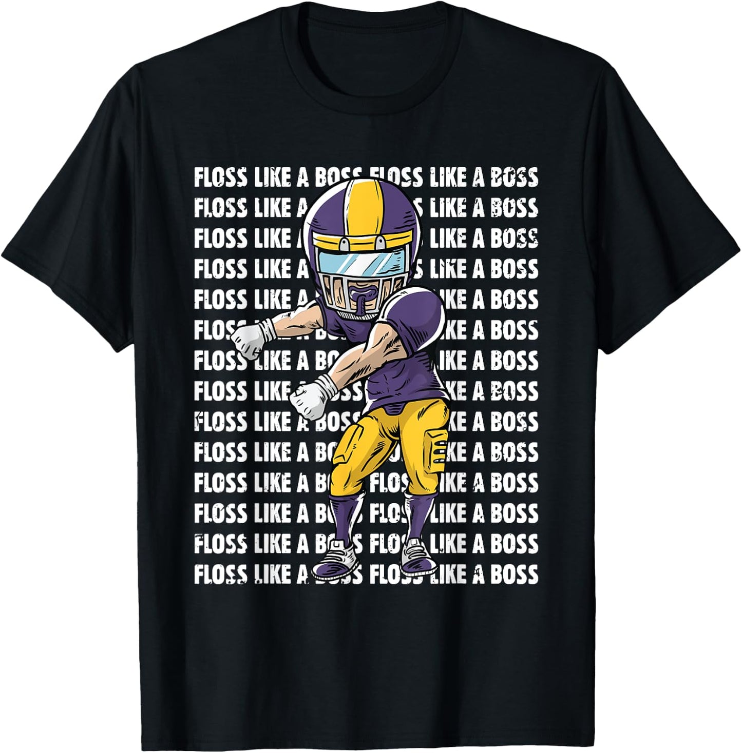 Floss Like A Boss Youth Shirt - Gold Purple Football T-Shirt - T-Shirt | Black