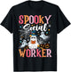 Groovy Retro Ghost Spooky Social Worker Halloween Costume T-Shirt - T-Shirt | Black