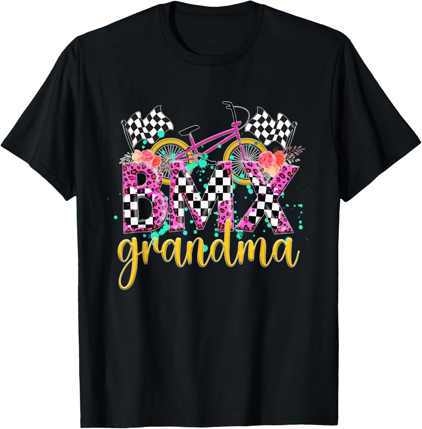 BMX Grandma Leopard Grandma Of A BMX Rider Grandmother T-Shirt - T-Shirt | Black