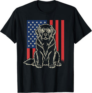 Newfoundland Dog Lover 4th of July T-Shirt - T-Shirt | Black