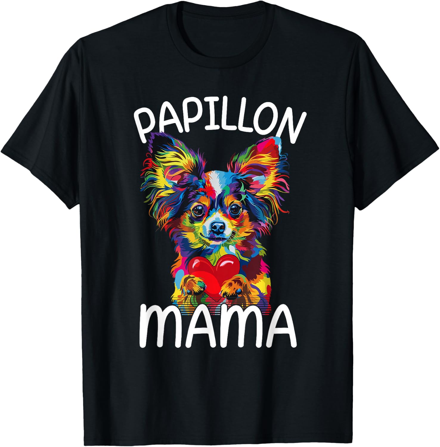 Papillon Mom Mama Design Papillon Lovers T-Shirt - T-Shirt | Black