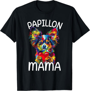 Papillon Mom Mama Design Papillon Lovers T-Shirt - T-Shirt | Black