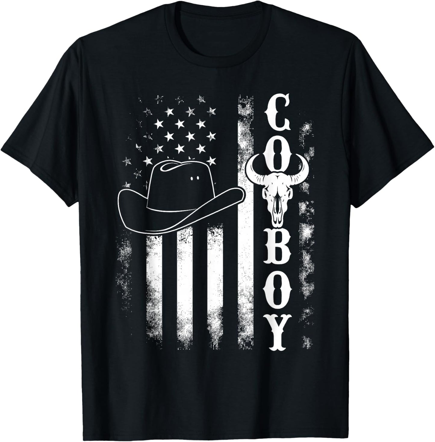 Western Country Men Teen Boy Kid Rodeo Southern Retro Cowboy T-Shirt - T-Shirt | Black
