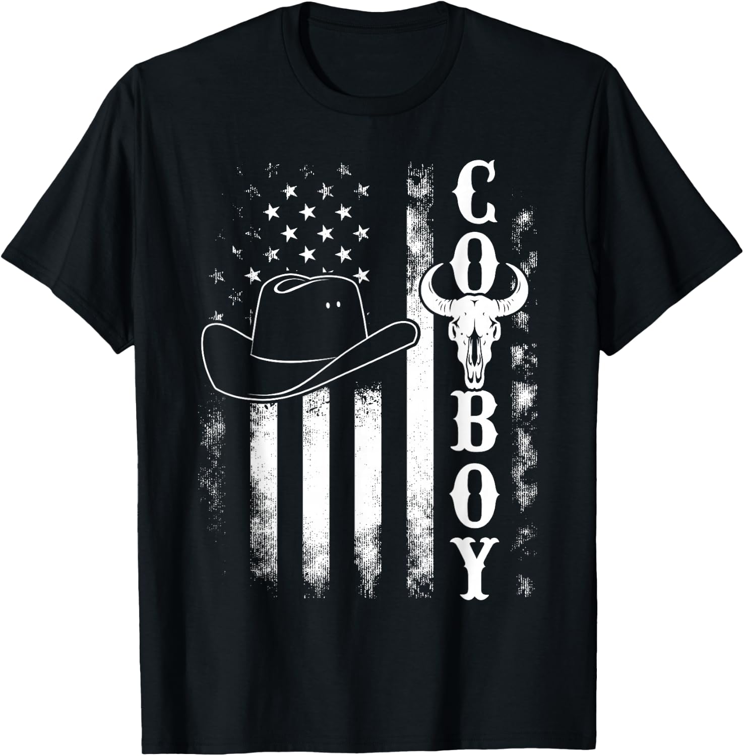 Western Country Men Teen Boy Kid Rodeo Southern Retro Cowboy T-Shirt - T-Shirt | Black