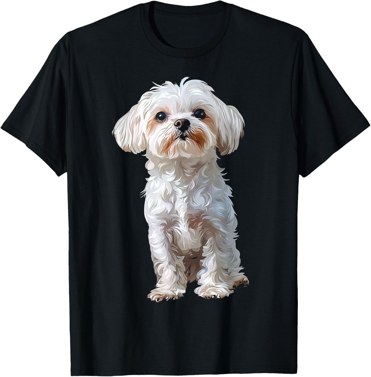 Maltese Dog Motif Pet Art Maltese T-Shirt - T-Shirt | Black