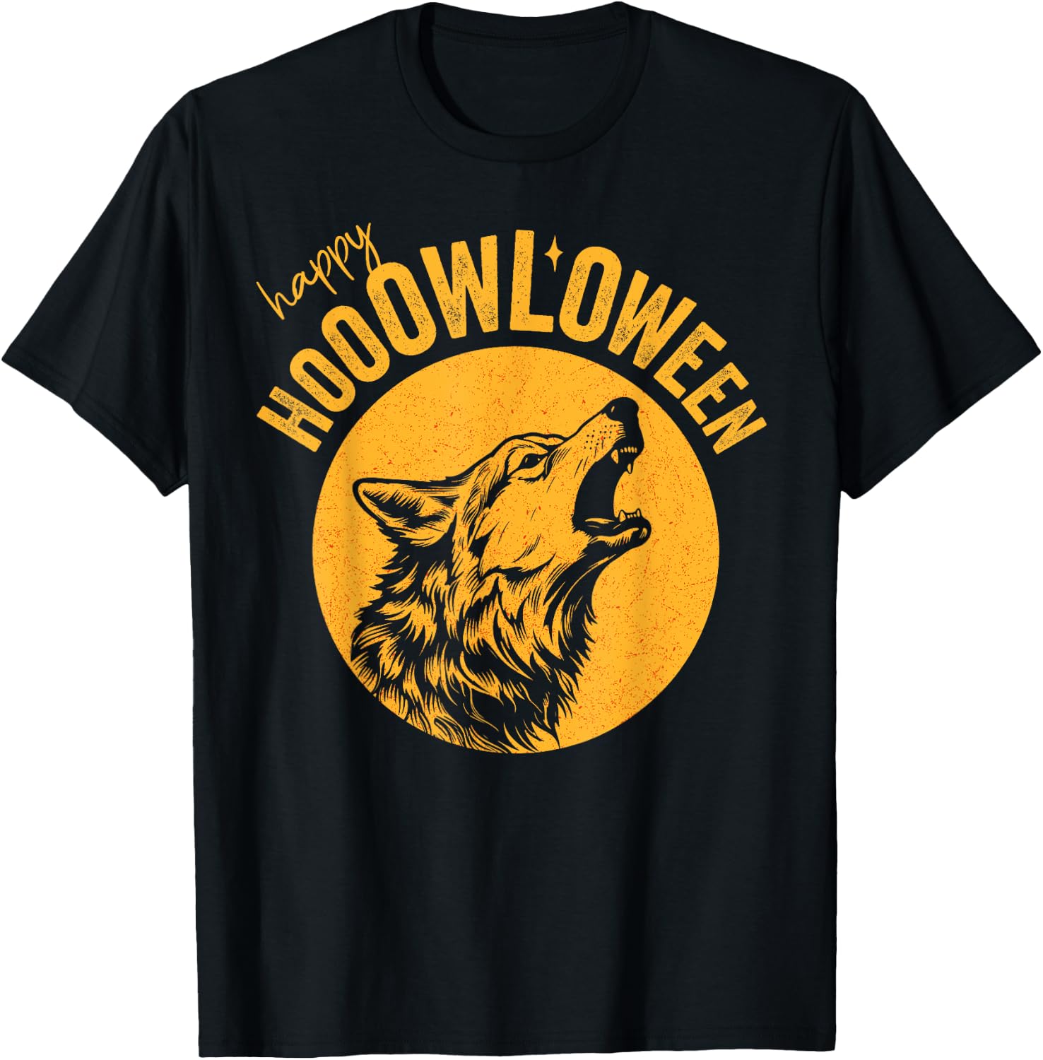 Funny halloween Howl-o-ween beautiful wolf howling at moon T-Shirt - T-Shirt | Black
