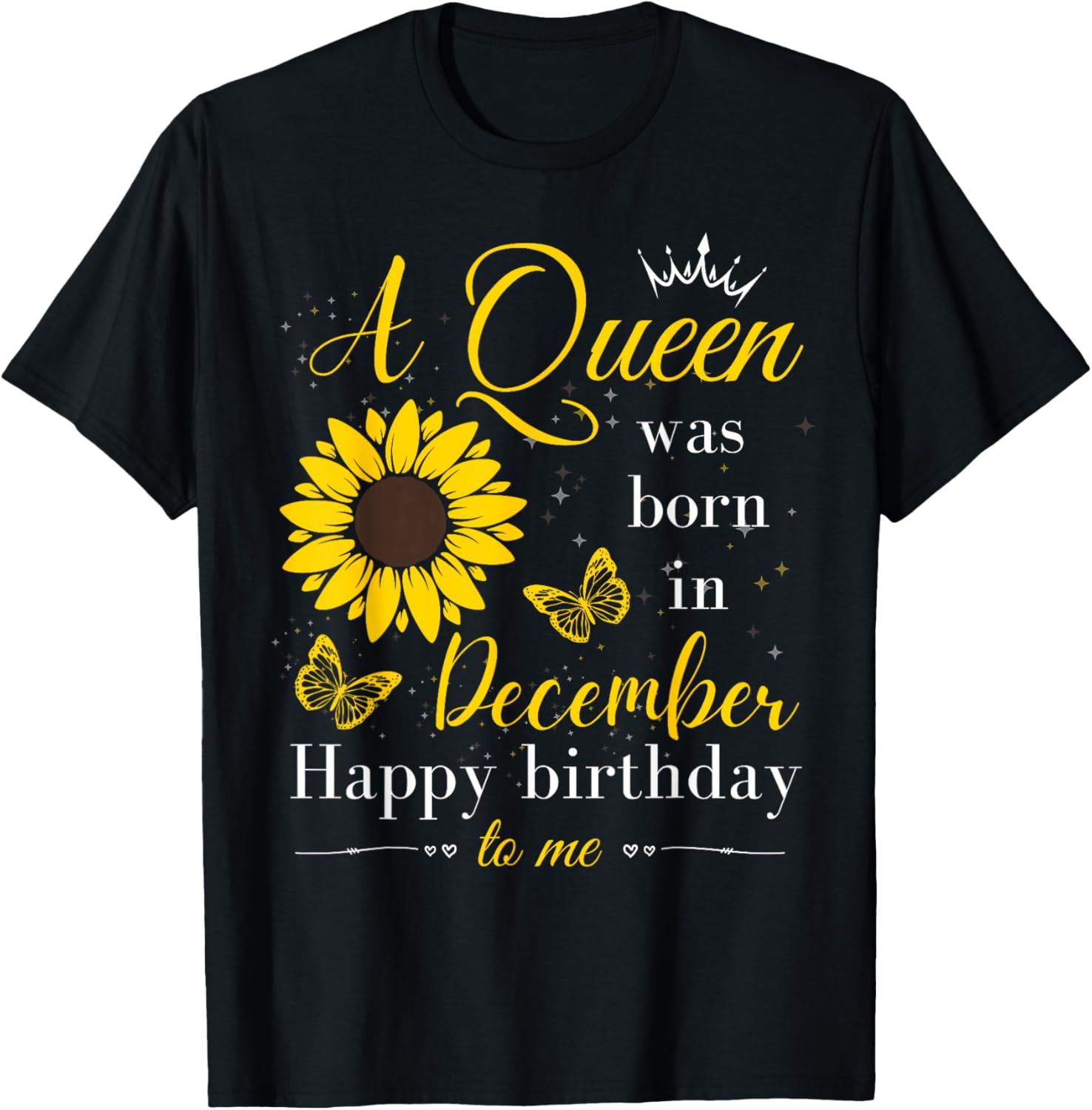 A Queen Was Born in December Women Girls December Birthday T-Shirt - T-Shirt | Black