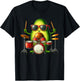 Avocado Sunglasses Playing Drum Funny Fruit Instrument T-Shirt - T-Shirt | Black