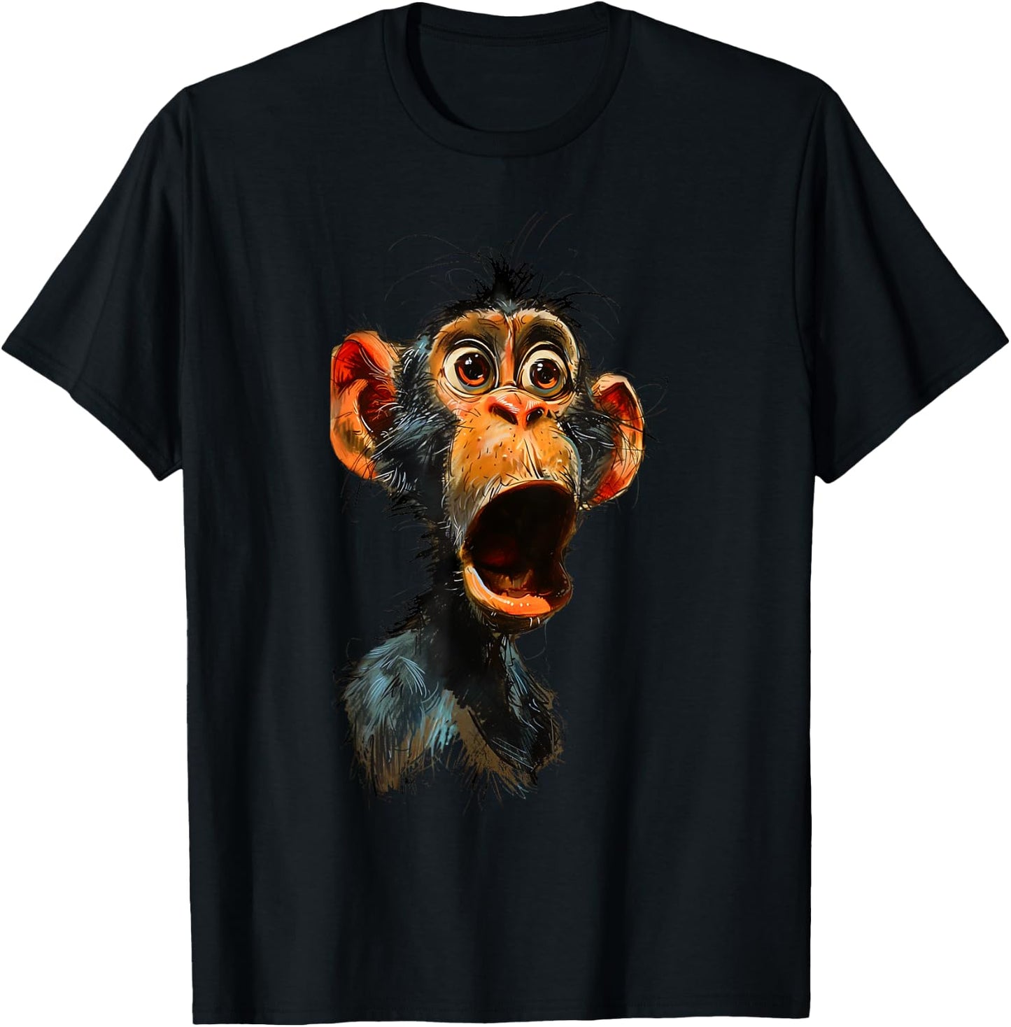 Surprised Monkey Funny Monkey Lover, Chimpanzee Meme T-Shirt - T-Shirt | Black
