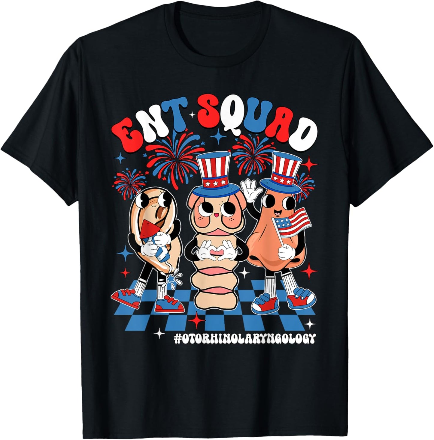 ENT Squad Independence Day Patriotic Otolaryngologist T-Shirt - T-Shirt | Black