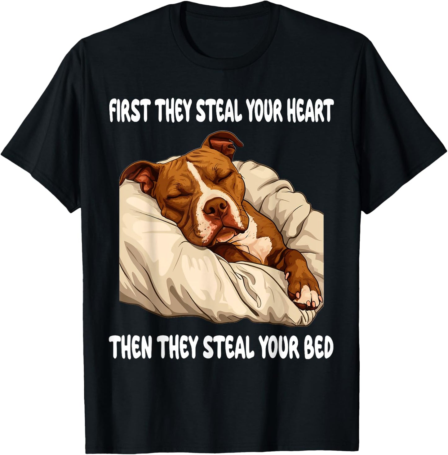 Pitbull Sleeping Pajamas Nightgown T-Shirt - T-Shirt | Black
