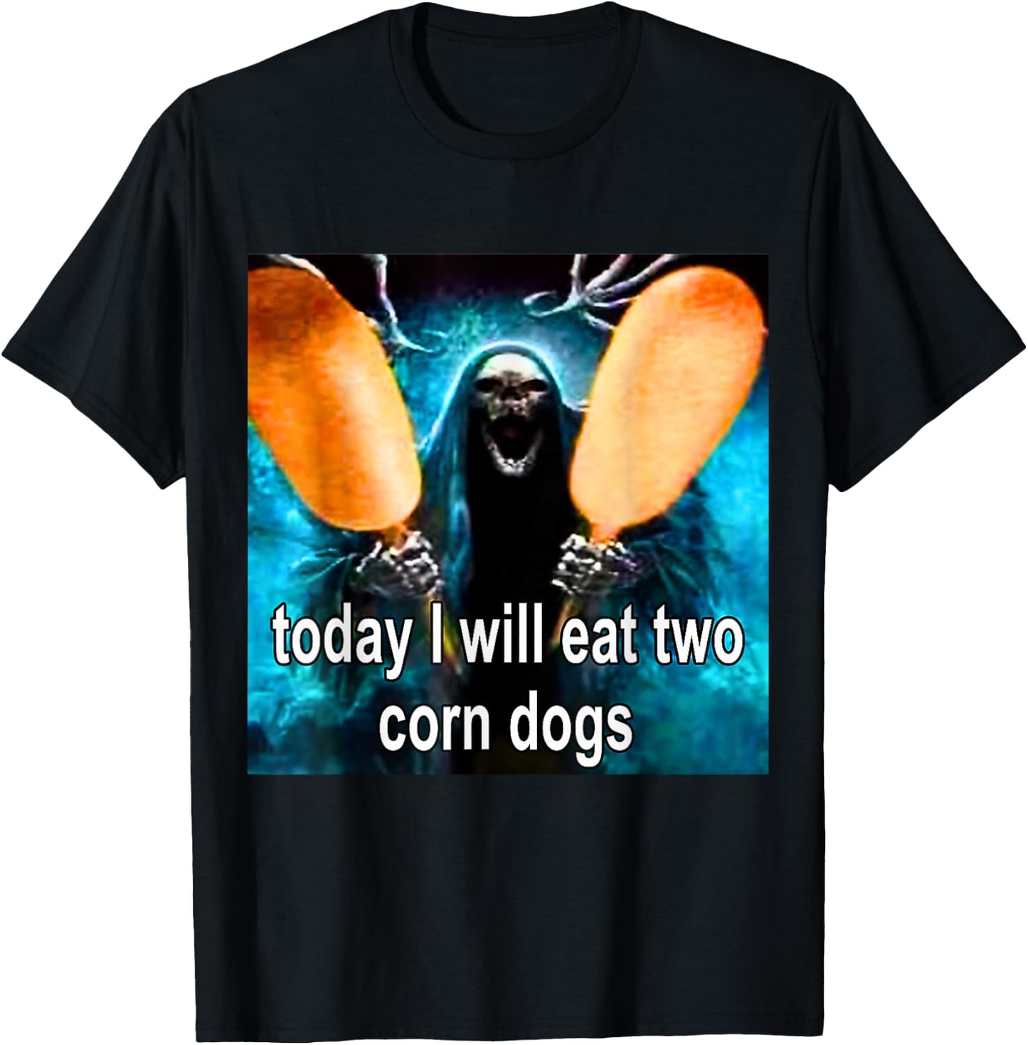 Today I Will Eat Two Corn Dogs Meme T-Shirt - T-Shirt | Black