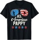 All American Fishing Pappy 4th Of July US Flag Sunglasses T-Shirt - T-Shirt | Black