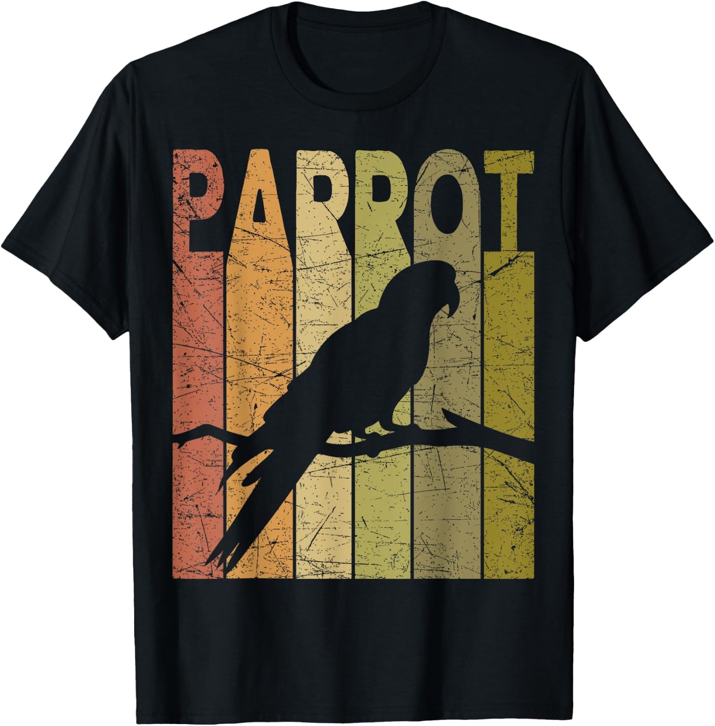 Parrot Vintage Birdwatching Parrot Retro Ornithology Birding T-Shirt - T-Shirt | Black