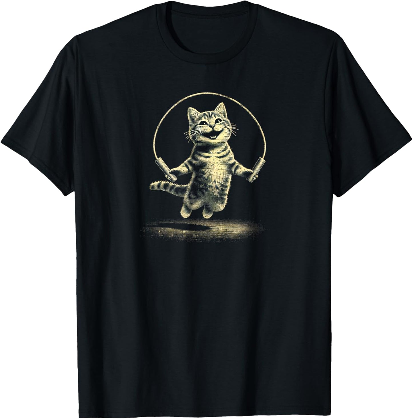 Whisker Workouts Kitty Jump Rope , Small, Black T-Shirt - T-Shirt | Black