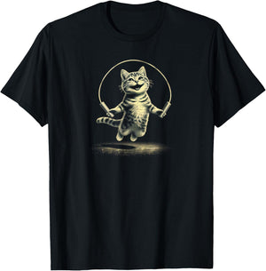 Whisker Workouts Kitty Jump Rope , Small, Black T-Shirt - T-Shirt | Black