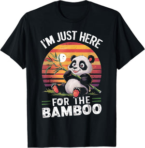 I'm Just Here, For The Bamboo Funny Panda Bear Eating Bamboo T-Shirt - T-Shirt | Black