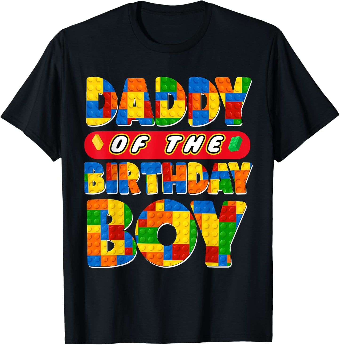 Dad And Mom Daddy Birthday Boy Building Bricks Family Party T-Shirt - T-Shirt | Black