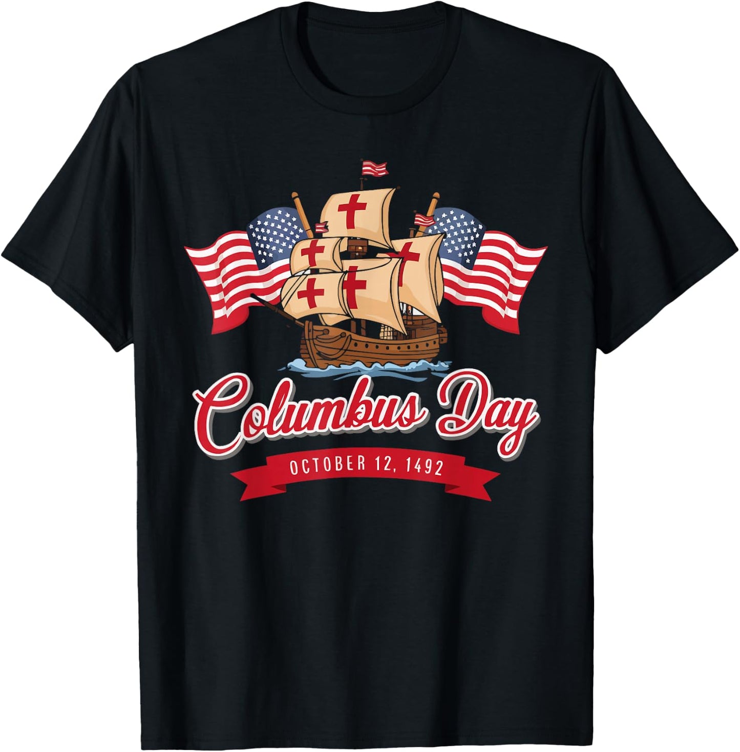 Columbus Day Christopher Columbus Italian American T-Shirt - T-Shirt | Black