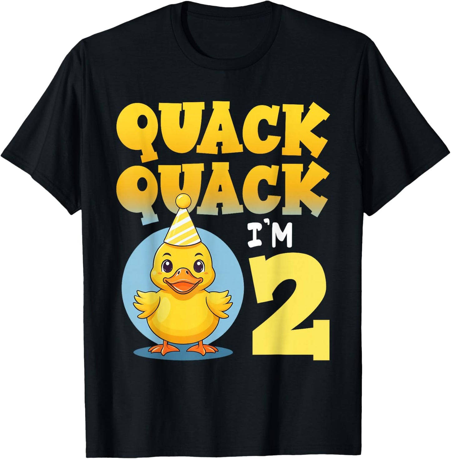 Quack Quack I'm 2 Year Old 2nd Birthday Duck Boys Girls Kids T-Shirt - T-Shirt | Black