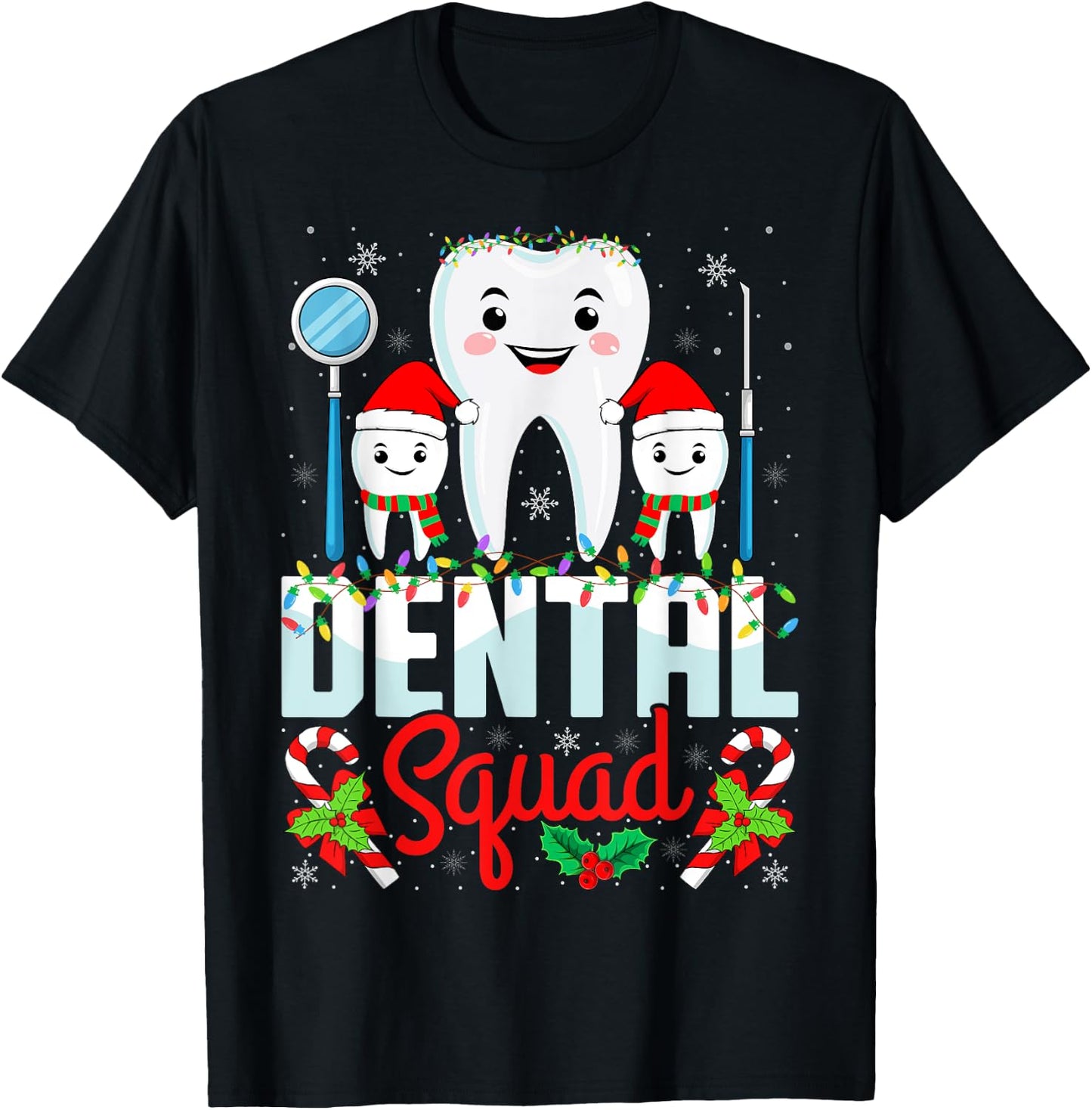 Dental Squad Santa Hat Xmas Dentist Hygienist Christmas T-Shirt - T-Shirt | Black