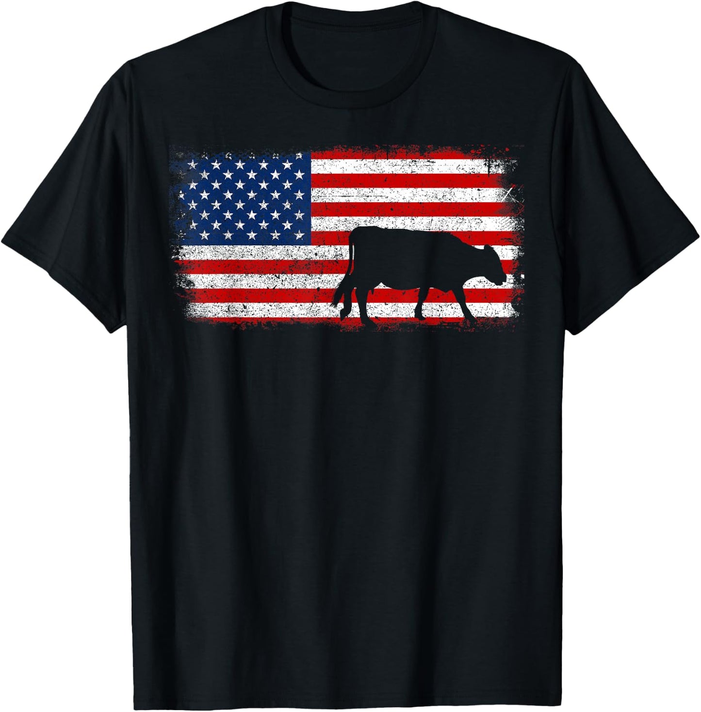 Hereford Cow Flag Vintage Patriotic Gift Kids Men T-Shirt - T-Shirt | Black