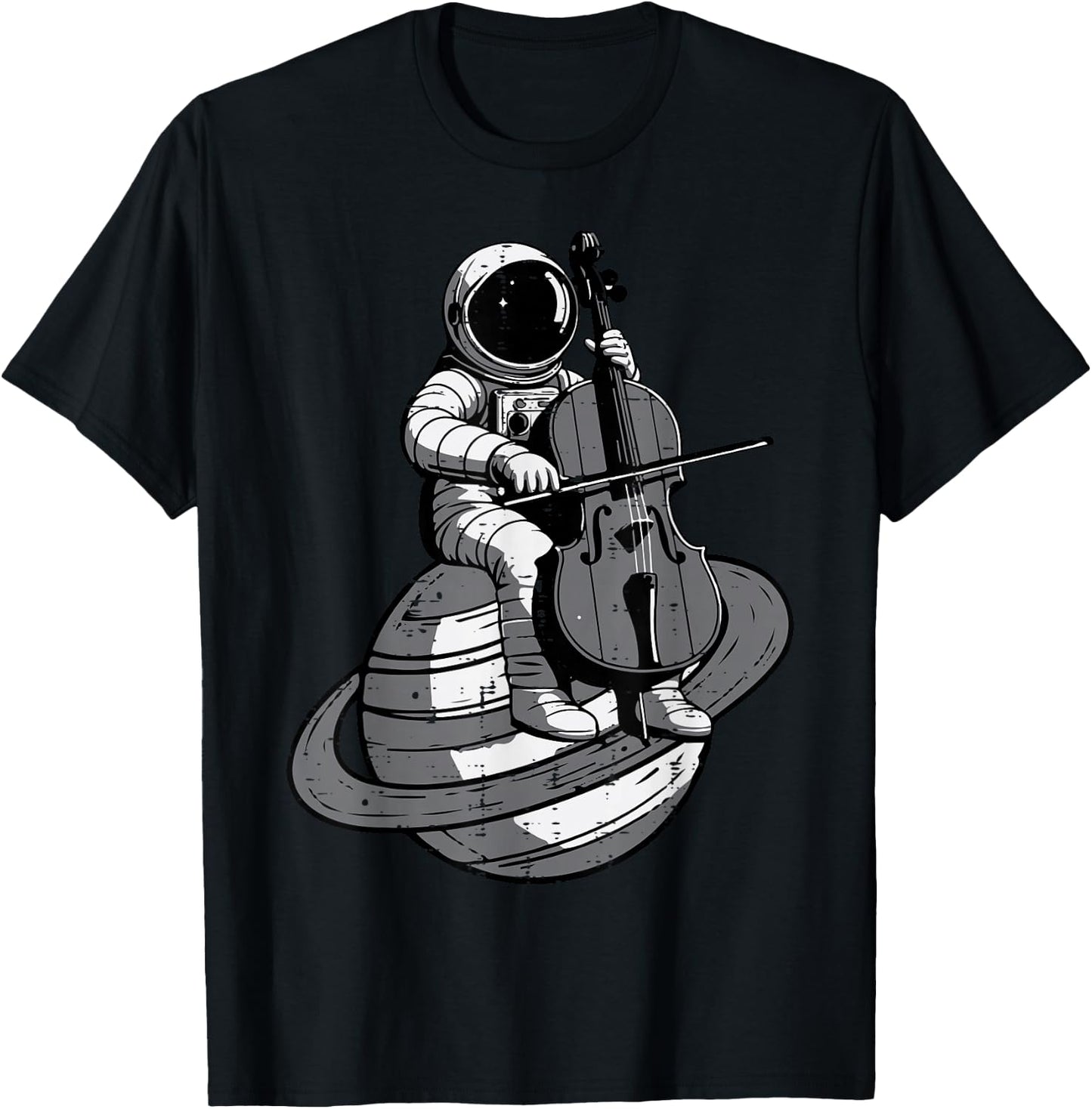 Astronaut Playing Cello Planet Space Music Men Women Kids T-Shirt - T-Shirt | Black