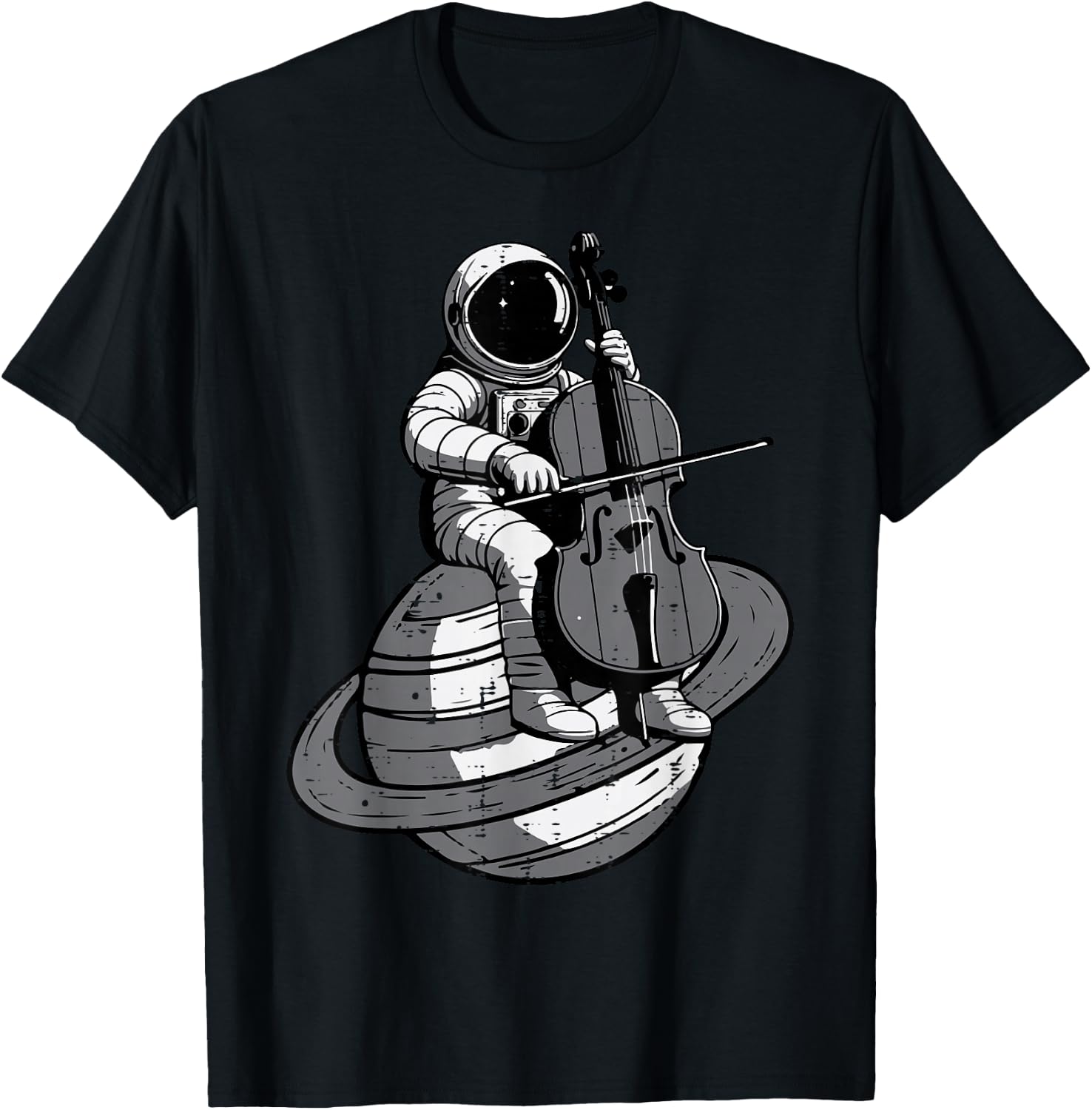 Astronaut Playing Cello Planet Space Music Men Women Kids T-Shirt - T-Shirt | Black
