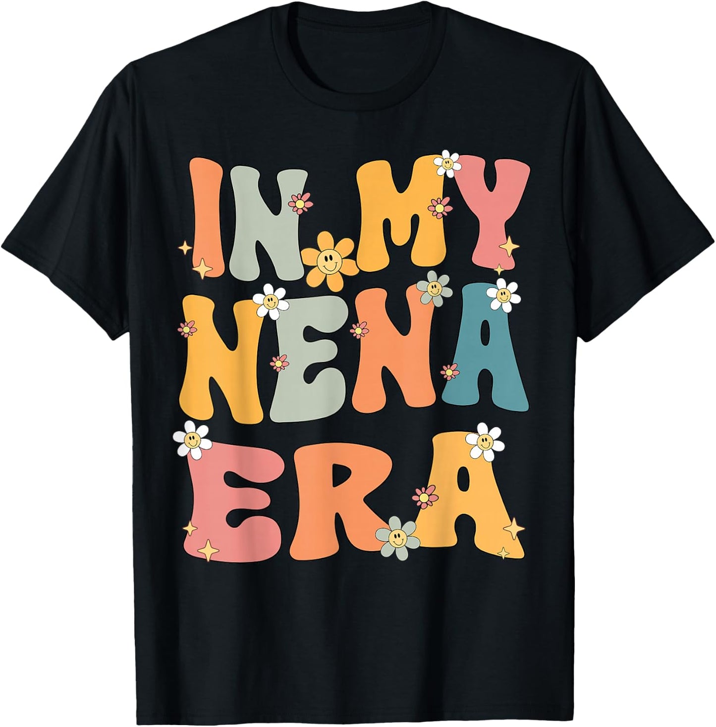 In My Nena Era Retro Groovy Nena Grandma Mothers day Cute T-Shirt - T-Shirt | Black