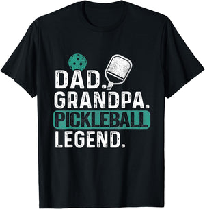Dad Grandpa Pickleball Legend Player Funny Pickle Ball T-Shirt - T-Shirt | Black