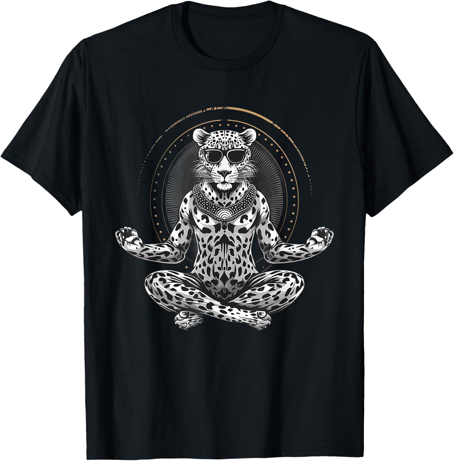 Cheetah Meditation Yoga Buddhist Zen Buddha Spirituality T-Shirt - T-Shirt | Black