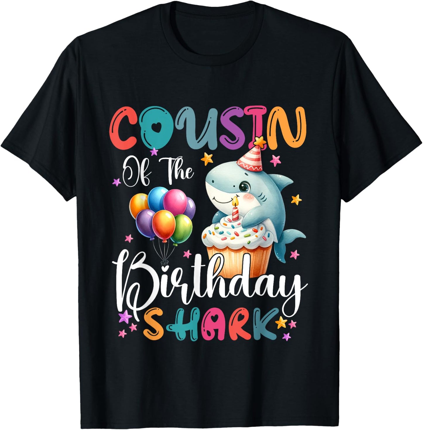 Cousin of the Shark Birthday Mom Matching Family T-Shirt - T-Shirt | Black