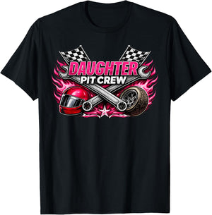 Daughter Pit Crew Cute Sibling Car Racing Lover Birthday T-Shirt - T-Shirt | Black