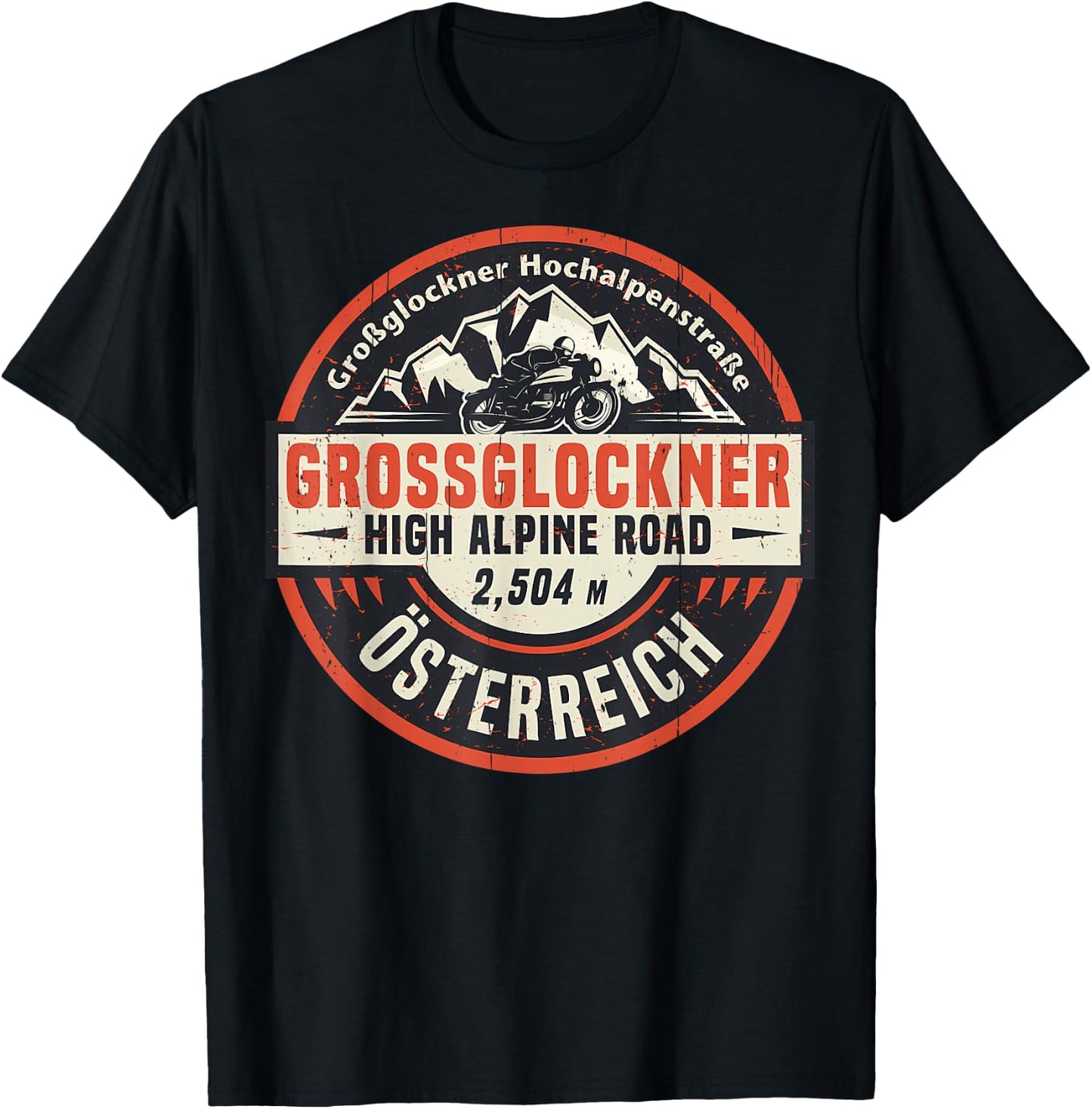 Vintage Grossglockner High Alpine Road In Spring Mountain T-Shirt - T-Shirt | Black