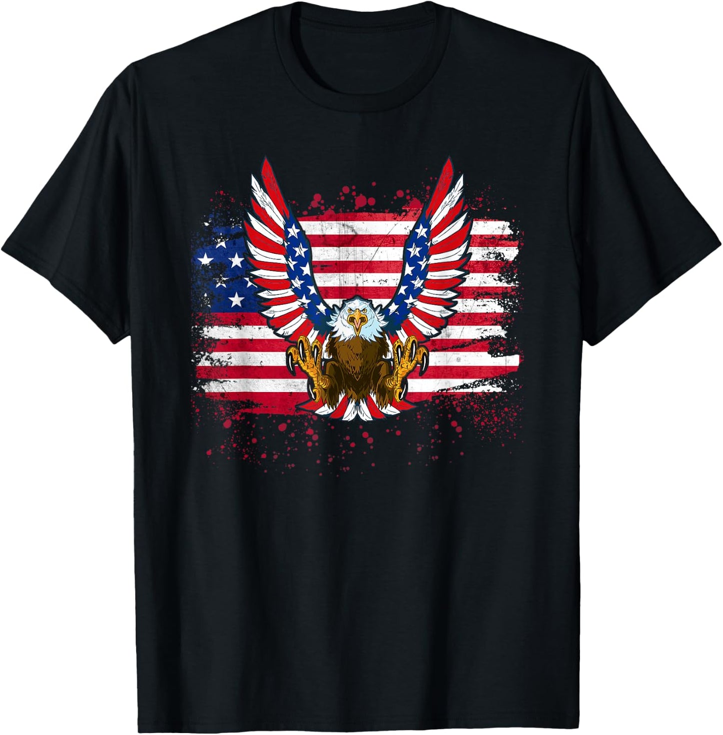 Patriotic Eagle 4th of July USA American Flag Men Women Kids T-Shirt - T-Shirt | Black