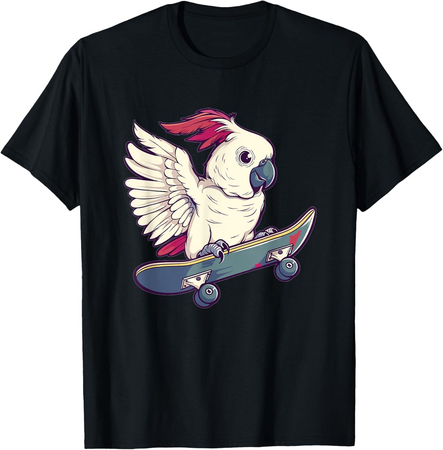 Cute Cockatoo With Skateboard I Kids Cockatoo T-Shirt - T-Shirt | Black