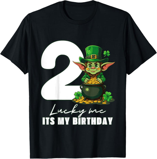 Kids 2nd Two St. Patrick's Day Birthday T-Shirt - T-Shirt | Black