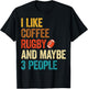 I Like Coffee Rugby & Maybe 3 People - Coffee Lover Rugby T-Shirt - T-Shirt | Black
