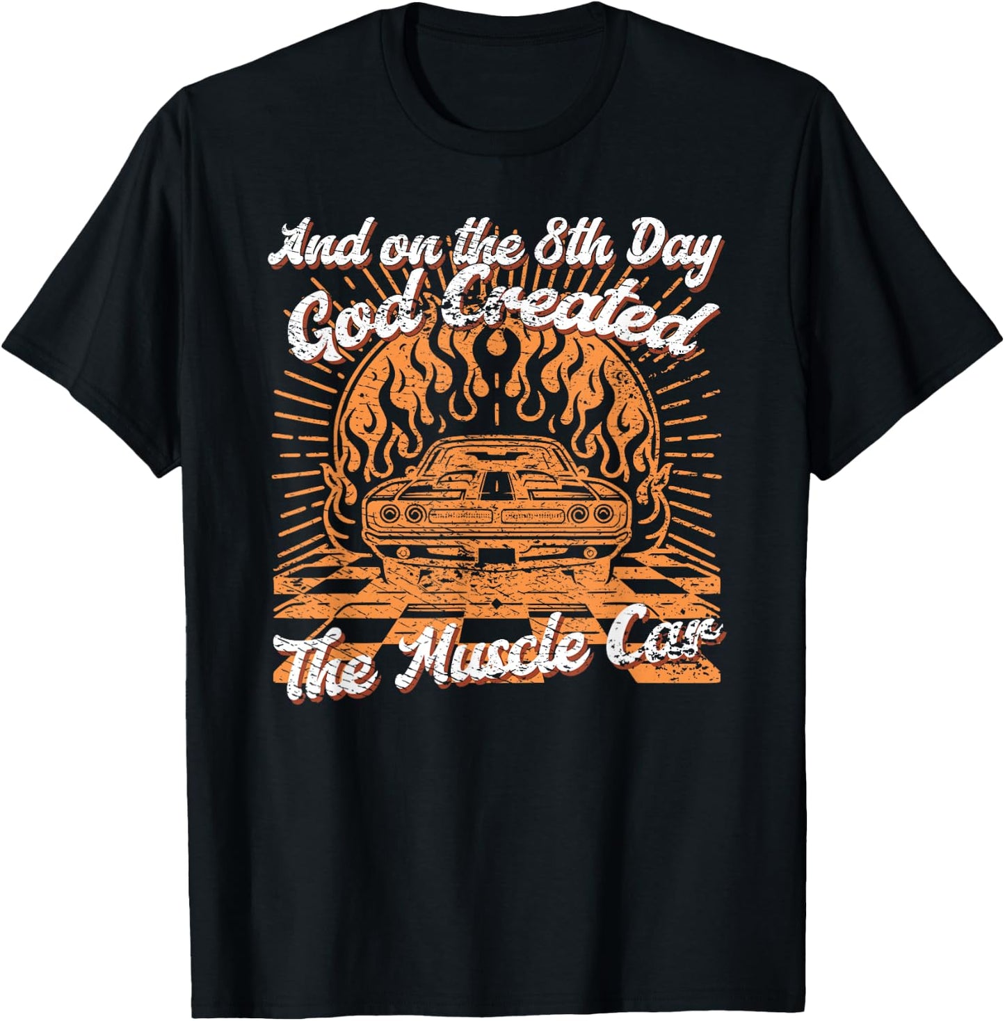 Vintage On The 8th Day God Created Muscle Cars T-Shirt - T-Shirt | Black